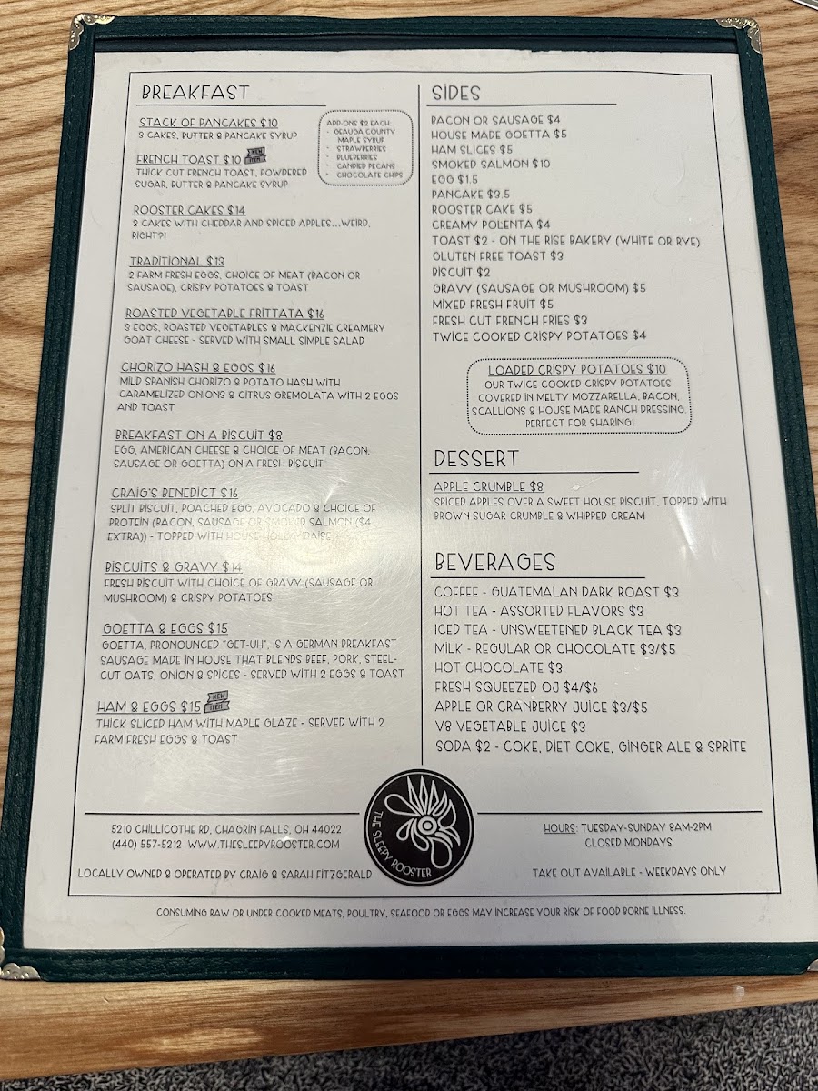 Menu The Sleepy Rooster-3