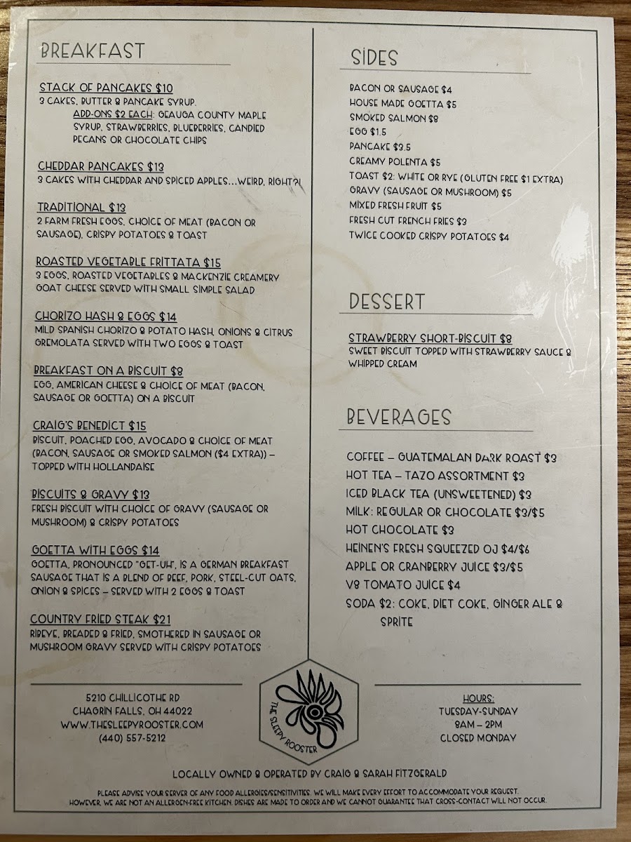 Menu The Sleepy Rooster-7