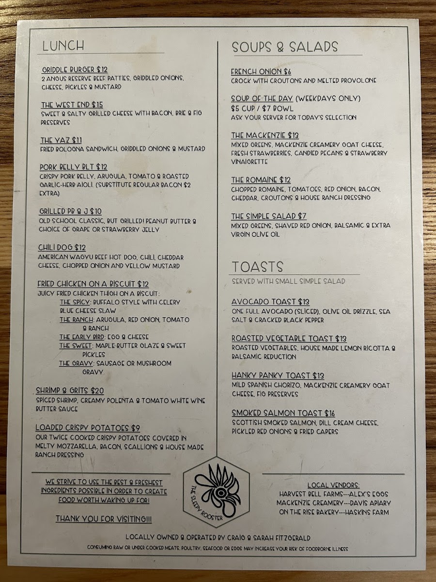Menu The Sleepy Rooster-8